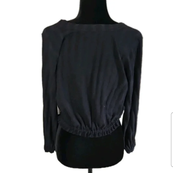 We The Free Womens Black Cropped Ribbed Knit Long Sleeve Top S - Picture 5 of 13
